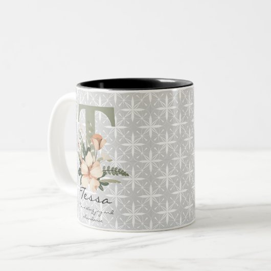 Boho Chic Floral Monogram Mug - Tessa (Devant gauche)