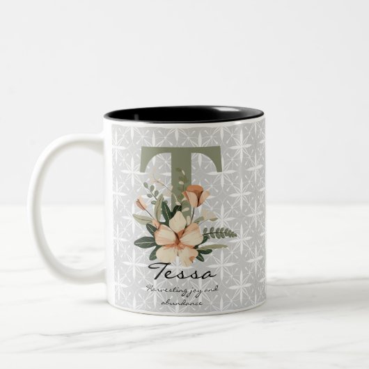 Boho Chic Floral Monogram Mug - Tessa (Gauche)