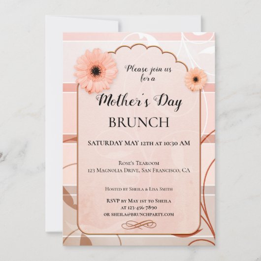 Boho Chic Floral Mothers Day Brunch Invitation (Devant)