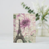 Boho Chic floral  Paris Eiffel Tower Briefkaart (Staand voorkant)