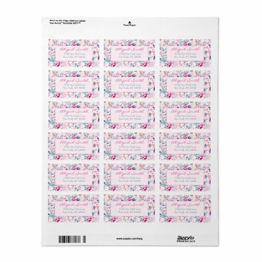 Boho Chic Floral Pattern met Butterflies Labels (Full Sheet)