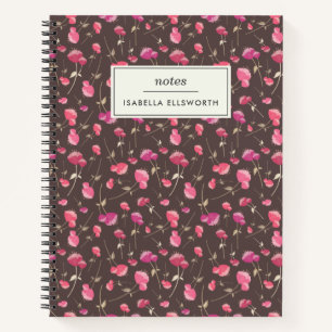 Boho Chic Floral Pattern Pink Brown gepersonalisee Notitieboek