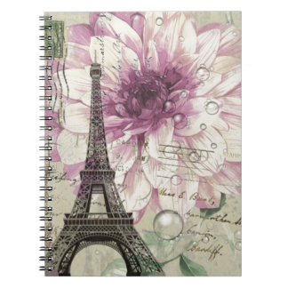 Boho Chic floral Vintage Paris Eiffel Tower Notitieboek
