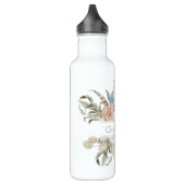 Boho Chic Floral Waterverf Gepersonaliseerde naam Waterfles (Links)