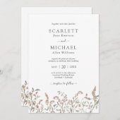 Boho Chic Floral Wedding Invitation Kaart (Voorkant / Achterkant)