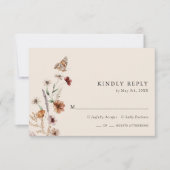 Boho Chic Floral Wedding RSVP Kaartje (Voorkant)