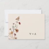 Boho Chic Floral Wedding RSVP Kaartje (Achterkant)