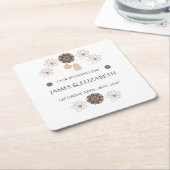 Boho Chic Floral Wedding Vierkante Kartonnen Onderzetter (Schuin)