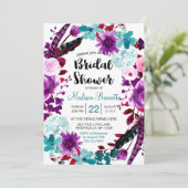Boho Chic Floral Wreath Invitation de la douche nu (Debout devant)