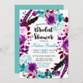 Boho Chic Floral Wreath Invitation de la douche nu (Devant / Derrière)