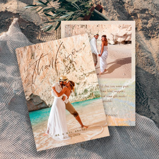 Boho Chic Foto Strand Bestemming Trouwdag Bedankkaart