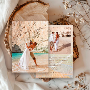 Boho Chic Foto Strand Bestemming Trouwdag Bedankkaart