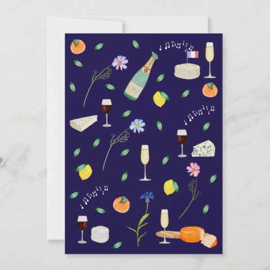 Boho Chic French Wine and Cheese Engagement Party Kaart (Achterkant)