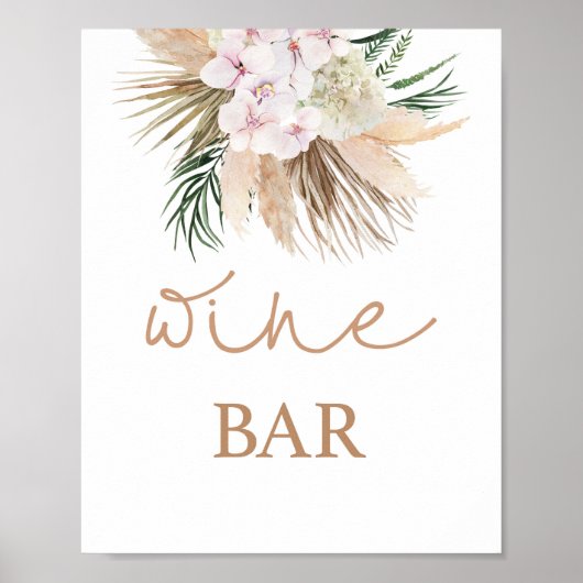 Boho chic Gedroogde palmen Wijngaard bord Poster (Voorkant)
