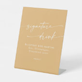 Boho Chic Geel Marigold bruiloft Signature Drink Reclamebord Met Voetstuk (Voorkant)