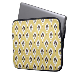 Boho chic gele ikat stammespatroon monogram laptop sleeve
