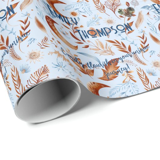 Boho Chic Gepersonaliseerd Inpakpapier met Bloemen (Rol Hoek)