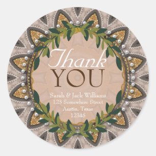 Boho-Chic Glitter Zonnebloem Laurier Schattig Dank Ronde Sticker