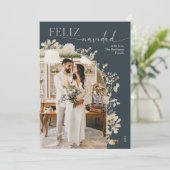 Boho Chic Gold Foto Feliz Navidad Kaarten (Staand voorkant)