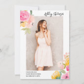Boho chic Gold glitter bloemenfoto afstuderen Kaart (Achterkant)