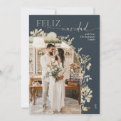 Boho Chic Gold Photo Feliz Navidad Cartes (Devant)