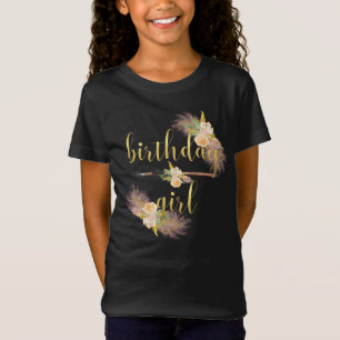 Boho Chic Golden Birthday Girl Black Shirt