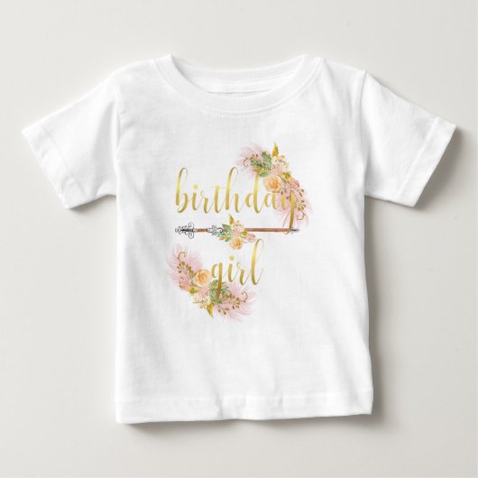 Boho Chic Golden Birthday Girl White Shirt (Voorkant)