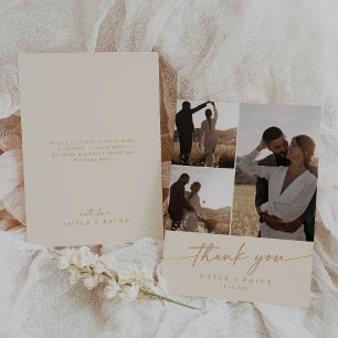 Boho Chic  Goud Bruiloft Foto Collage Bedankkaart