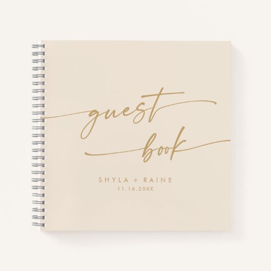 Boho Chic  Goud Bruiloft Gastenboek Notitieboek (Voorkant)