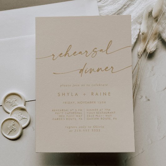 Boho Chic  Goud Bruiloft repetitie Diner Kaart