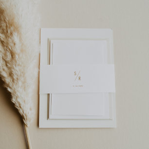 Boho Chic Goud en Wit Monogram Bruiloft Uitnodigingen Wikkel