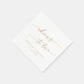 Boho Chic Goud en Wit Proost op Liefde Bruiloft Servet (Hoek)