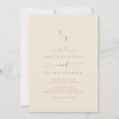 Boho Chic  Goud Monogram QR Code Bruiloft Kaart (Voorkant)