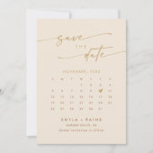 Boho Chic  Goud QR Code Fotokalender Save The Date (Voorkant)