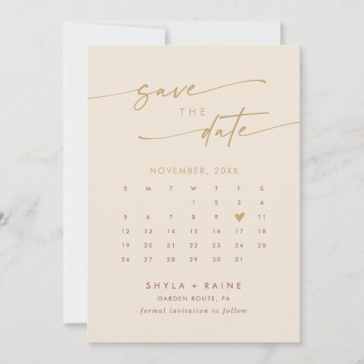 Boho Chic  Goud QR Code Fotokalender Save The Date (Voorkant)