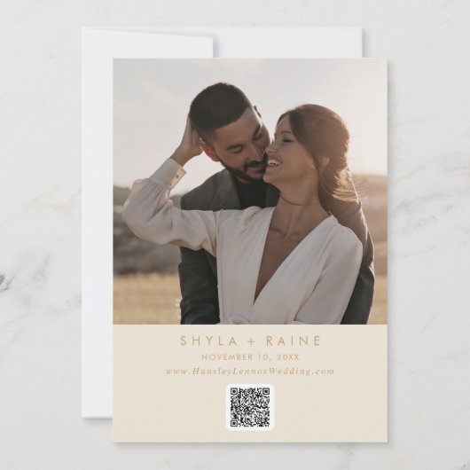 Boho Chic  Goud QR Code Fotokalender Save The Date (Achterkant)