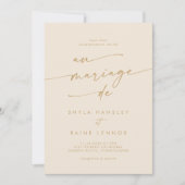 Boho Chic Goud QR Code Franse bruiloft Kaart (Voorkant)