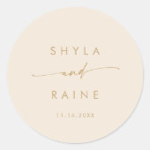 Boho Chic Gouden Namen Envelop Afdichtingen Ronde Sticker (Voorkant)