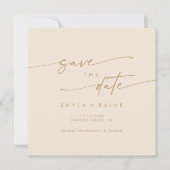 Boho Chic  Gouden Vierkant Foto Terug Save The Date (Voorkant)