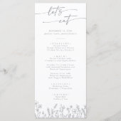 Boho Chic Gray Wildflower Thank You and Wedding Menu (Voorkant)