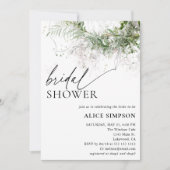 Boho Chic Green Script Bridal Shower Invitation (Devant)