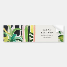 Boho Chic Green Tropical Leafy Foliage Botanical Bumpersticker