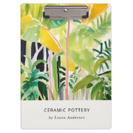 Boho Chic Green Tropical Leafy Foliage Botanical Klembord