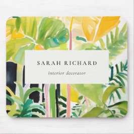 Boho Chic Green Tropical Leafy Foliage Botanical Muismat