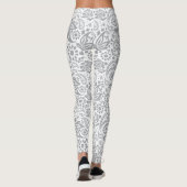 Boho Chic Grey White Stylish Gypsy Patterned Leggings (Achterkant)