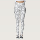 Boho Chic Grey White Stylish Gypsy Patterned Leggings (Voorkant)