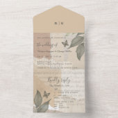  boho chic groen bruiloft monogram all in one uitnodiging (Binnen)