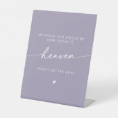 Boho Chic Heaven Lavendel Paarse bruiloft Memorial Reclamebord Met Voetstuk (Voorkant)