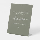 Boho Chic Heaven Olive Green Wedding Memorial Reclamebord Met Voetstuk (Voorkant)