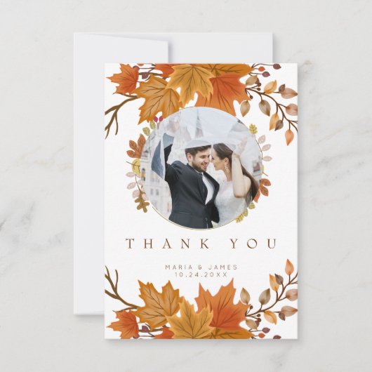 Boho Chic herfst bruiloft Bedankkaart (Voorkant)